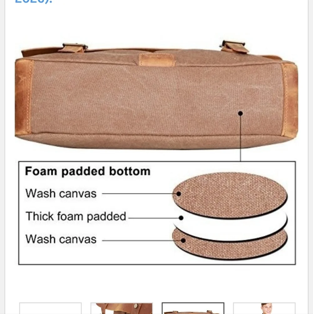 Brown Canvas and Leather Messenger Bag